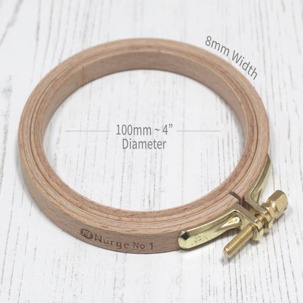 Nurge Beech Embroidery Hoop: 6/16th" wide hoops in various diameters